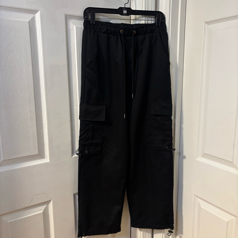 Men's Black Y2K  Stylish High Rise Cargo Pants Size Small